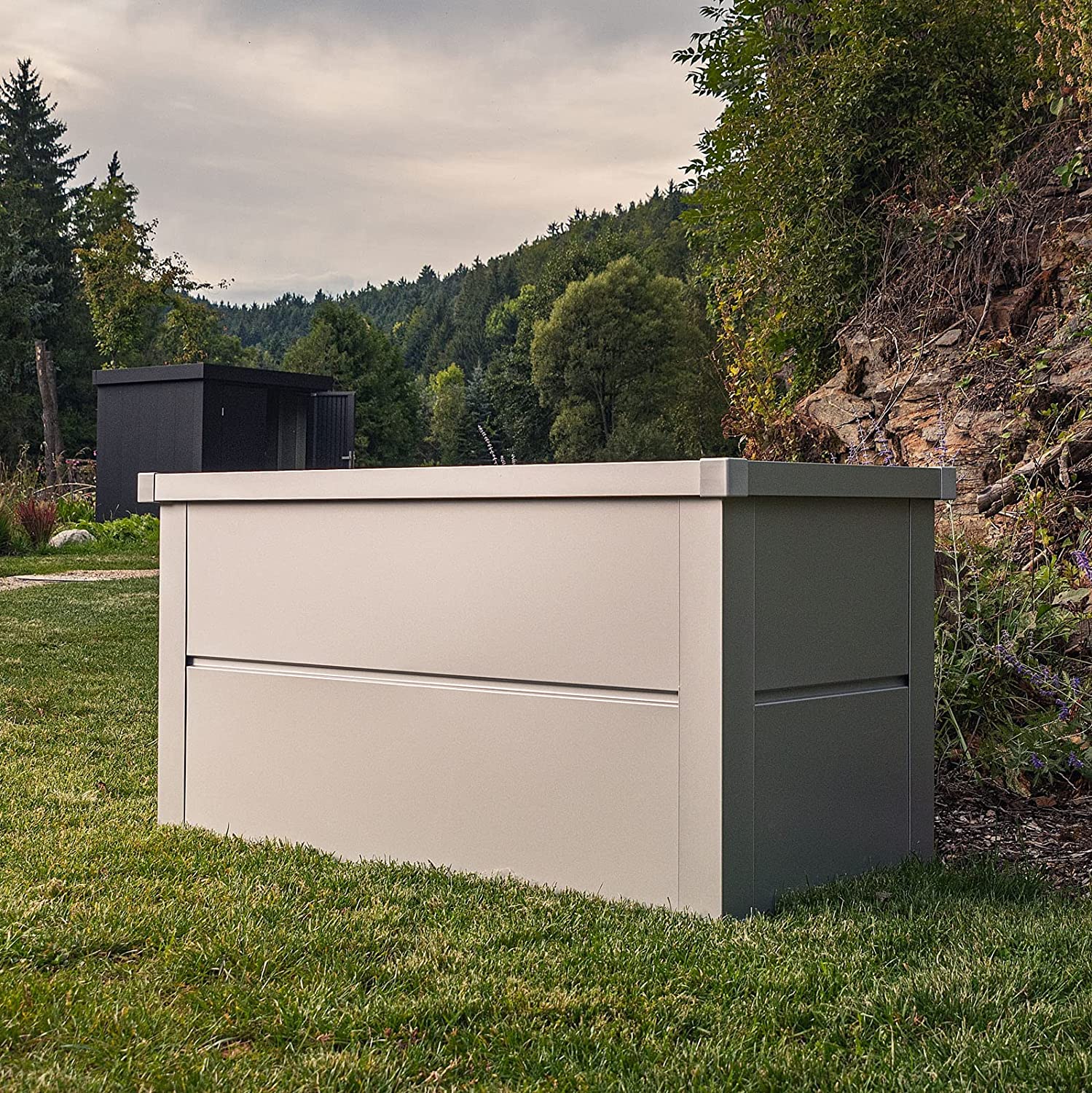 Laubner Store Metall Gartenbox S (135 x 65 x 69 cm) LxBxH Silber